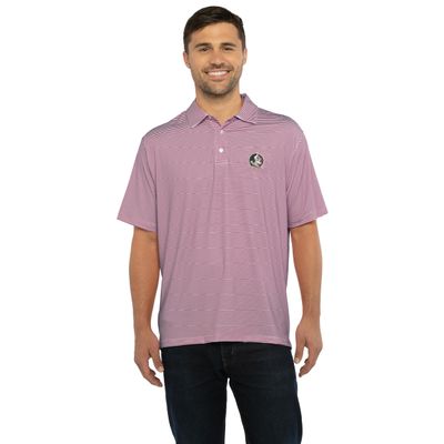 Vantage Apparel Men's College Moisture Wicking Premium Stretch Fit Striped Polo, Florida State Seminoles, Maroon, Medium