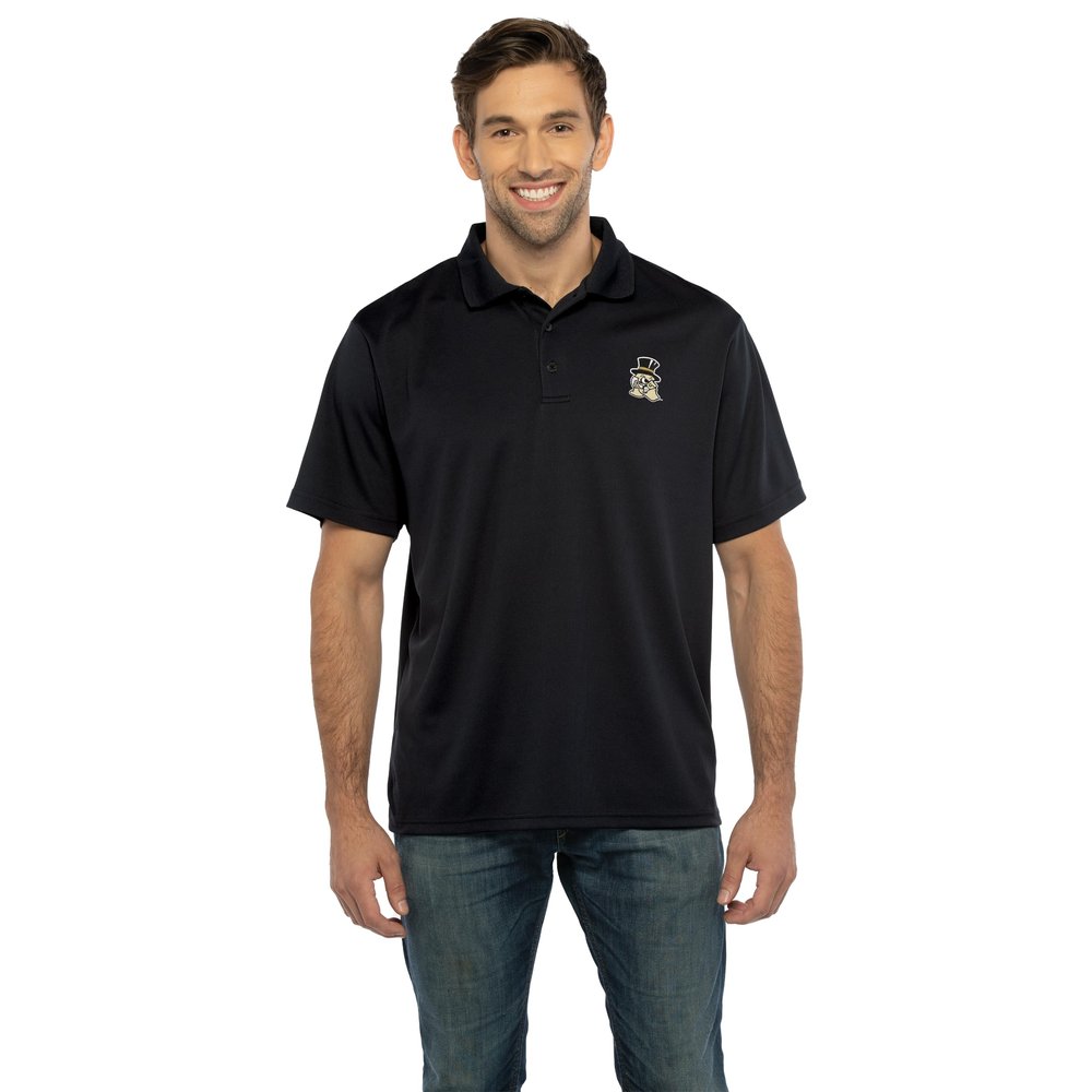 Vantage Apparel Men's Collegiate Polyester Mesh Team Icon Polo, Wake Forest Demon Deacons, Black, 5X-Large