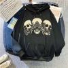 Udeniy Halloween Sweatshirts For Womens Funny Skeleton Hoodies Pullover Long Sleeve Casual Sweatshirt Plus Size Tops A-black view 2