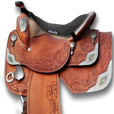 Southwestern Equine ComfortRider Saddle Cushion - Memory Shock-Absorbing Seat Pad for Western Saddles by OrthoRide (Brown)