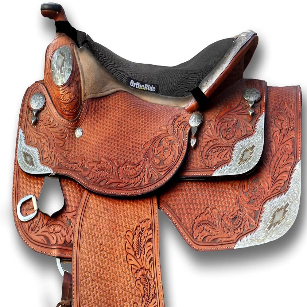 Southwestern Equine ComfortRider Saddle Cushion - Memory Shock-Absorbing Seat Pad for Western Saddles by OrthoRide (Brown)