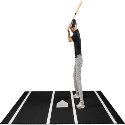 Baseball/Softball Batting Practice Batting Cage Hitting mat 6 Feet x 12 Feet Black Nylon Artificial Grass on 5MM Foam with Painted Home Plate.