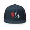 RIVEMUG CM Comma La Embroidered Flat Bill Trucker Hat High Crown Adjustable Kamala Harris for President 2024 Cap Navy view 2