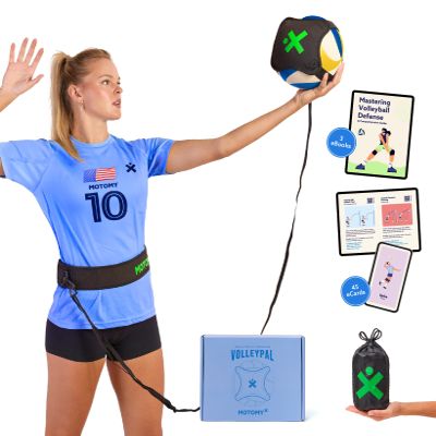 MOTOMY Volleyball Training Equipment Aid VolleyPal Solo Rebounder Trainer for Serve, Spike, Set & Pass; Indoor and Outdoor Volleyball Practice Equipment Gear, Volleyball Gifts for Teen Girls