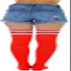 ToBeInStyle Women's Athlete Acrylic Thigh High W/Double Striped Top - Orange/White - OSP view 2