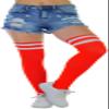 ToBeInStyle Women's Athlete Acrylic Thigh High W/Double Striped Top - Orange/White - OSP view 3