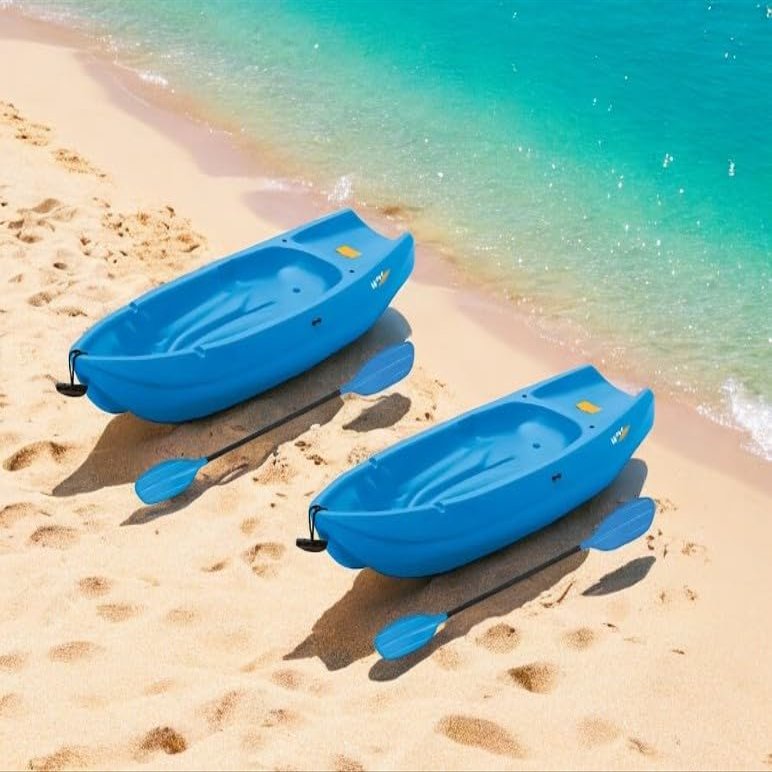 Generic The Wave 6' Youth Kayak with Paddle. Designed for Stability and Safety, It's The Perfect Choice for Youth Ready to Conquer The Water (Blue, 2 Pack)