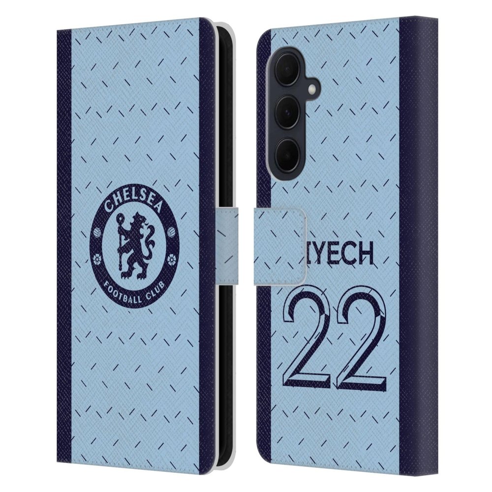 Head Case Designs Officially Licensed Chelsea Football Club Hakim Ziyech 2020/21 Players Away Kit Group 1 Leather Flip Case Compatible with Samsung Galaxy A35 5G