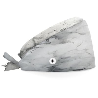 Hsnar Marble Print Scrub Caps with Buttons Elastic Working Hats Tie Back Nurse Hat Lightweight Breathable Surgical Caps for Women Men