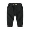 Baby Boys Toddler School Uniform Pants Elastic Waist Trousers with Pocket Solid Color Chino Pants (Black, 4-5 Years) view 2