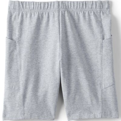 Lands' End Girls Tough Cotton Bike Short with Pockets Gray Heather Kids XXS