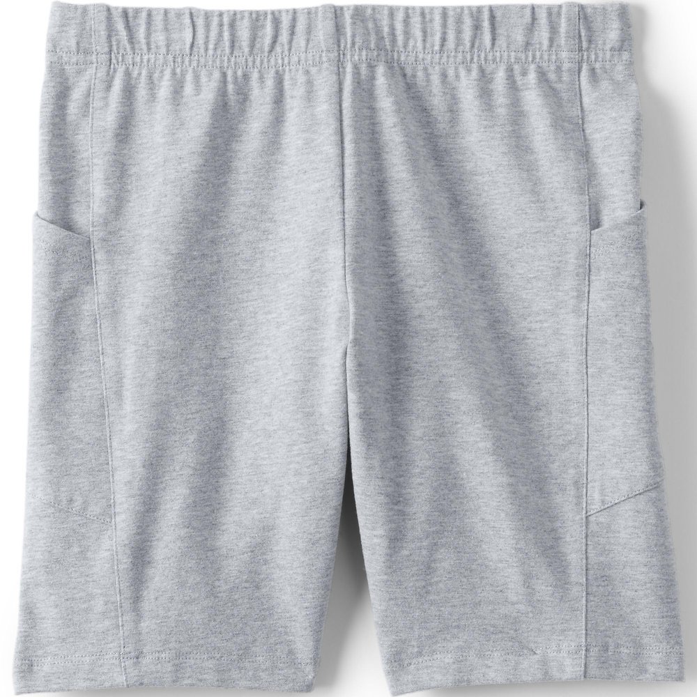 Lands' End Girls Tough Cotton Bike Short with Pockets Gray Heather Kids XXS