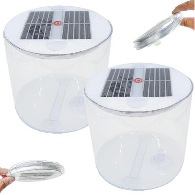 Solar Camping Lantern Inflatable Solar Lantern, 2PCS Waterproof Solar Camping Lantern with White LEDs, Portable Foldable Solar Lamp with Handle for Camping, Hiking, Travel, Backpacking, Emergency