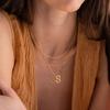 BSGRL Bubble Letter Necklace Gold-14k Gold Filled Initial Necklace A-Z Alphabet Monogram Bubble Letter Necklace For Women 16.5"+2" Initial S view 3