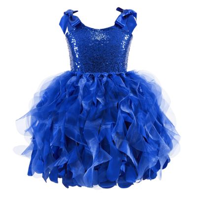 Royal Blue Tutu Dress for Girls Sequin Tulle Fairy Sneaker Ball Dresses for Toddler Kid Little Girl Fancy Sparkly Princess Mommy and Me Dresses Easter Graduation Birthday Outfit Size 11-12T