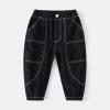 Boys Pull On Pants Toddler Baby Cargo Jogger Pants Loose Kids Long Pant Twill Casual Trousers with (Black, 2-3 Years) view 2
