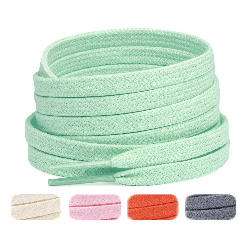 Handshop Wide Flat Athletic Shoelaces 5/16"(2 Pair) - Shoe Laces for Sneakers and Casual Shoes Replacements Mint Green 43 inch (110cm)