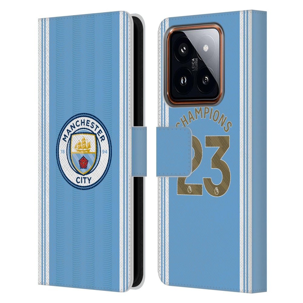 Head Case Designs Officially Licensed Manchester City Man City FC Home Kit 2023 Champions Leather Book Wallet Case Cover Compatible with Xiaomi 14