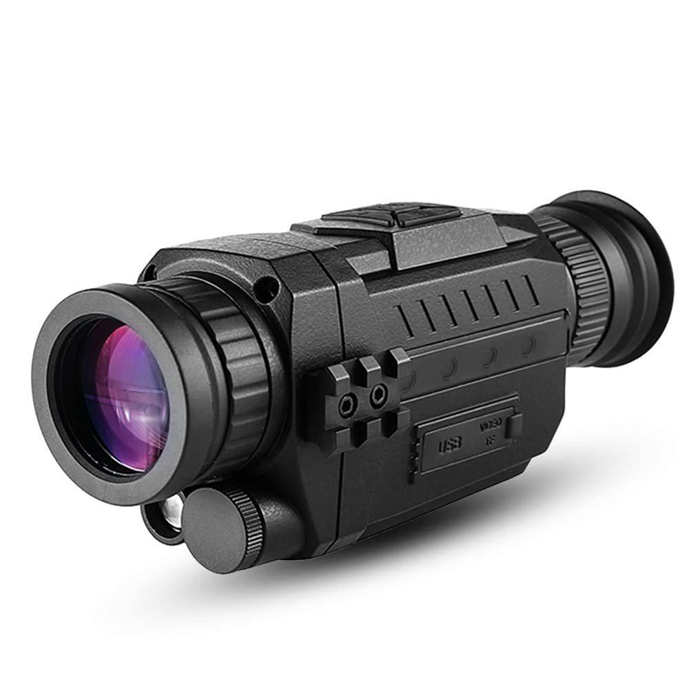 SUSTOREC Night Vision Monocular, Long Viewing Distance, 5X Optical Zoom, 1.54in Screen, Total Darkness See Clear, for Hunting Spy Gear(Black)