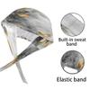 Hsnar Leaves White Marble Scrub Caps with Buttons Elastic Working Hats Tie Back Nurse Hat Lightweight Breathable Surgical Caps for Women Men view 3