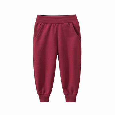Toddlers Boys Sweatpants Baby Cotton Pull On Jogger Pants for Kids Elastic Waist Stretch Pants Girl (Red, 4-5 Years)