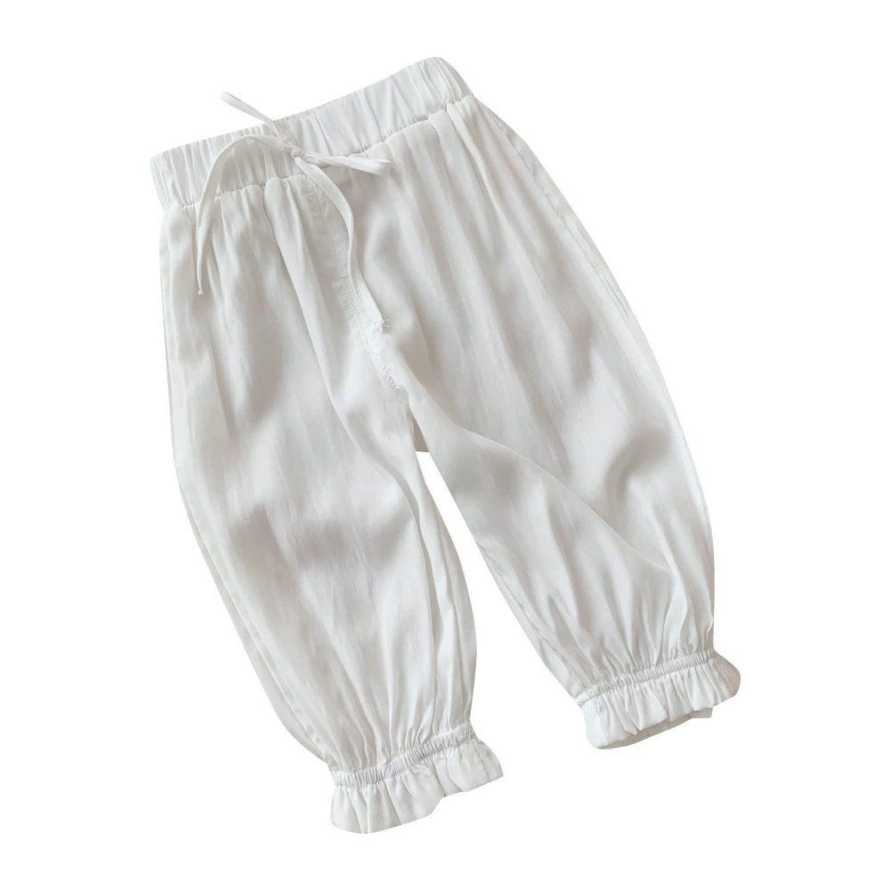 Cotton Linen Harem Bloomers Pants for Baby and Toddler Summer Solid Color Loose Pants Baby Baby (White, 3-6 Months)