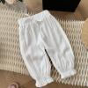 Cotton Linen Harem Bloomers Pants for Baby and Toddler Summer Solid Color Loose Pants Baby Baby (White, 3-6 Months) view 2