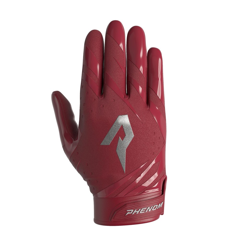Phenom Elite VPS5 Adult Football Gloves - Team Colors (Maroon, Small)