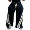 Unybwonn Women's Athletic Loose Joggers Pants Striped Track Pants Drawstring Straight Leg Pants Classic Black Sweatpants view 1