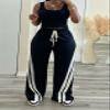 Unybwonn Women's Athletic Loose Joggers Pants Striped Track Pants Drawstring Straight Leg Pants Classic Black Sweatpants view 3