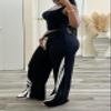 Unybwonn Women's Athletic Loose Joggers Pants Striped Track Pants Drawstring Straight Leg Pants Classic Black Sweatpants view 4