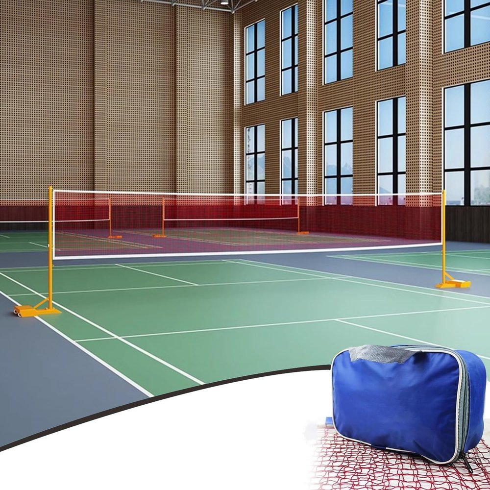 ENHEN Volleyball Net Stand Professional Badminton Training Equipment with Carry Bag, 1.55m Tall Junior Ball Game Machine for School, Portable Volleyball Tennis Net Post