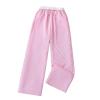 Girls' Striped Wide Leg Pants Loose High Waist Elastic Waist Trousers Trendy Slant Pocket Sweatpants Boy (Red, 12 Years) view 1
