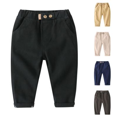 Baby Boys Toddler School Uniform Pants Elastic Waist Trousers with Pocket Solid Color Chino Pants (AG, 18-24 Months)