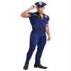 Miutii Mens Police Officer Policeman Costume Dirty Cop Roleplay Short Sleeve Jumpsuit with Accessories Blue X-Large view 1
