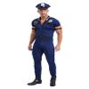 Miutii Mens Police Officer Policeman Costume Dirty Cop Roleplay Short Sleeve Jumpsuit with Accessories Blue X-Large view 2