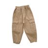 Girls Toddler Cargo Pants Elastic High Waist Lightweight Outdoor Jogger Pants, Pocket Casual Baby (Khaki, 3-4 Years) view 1
