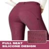 FitsT4 Sports Women's Full Seat Riding Tights with Zipper Pockets Horseback Riding Pants Equestrian Breeches for Women Burgundy L view 4