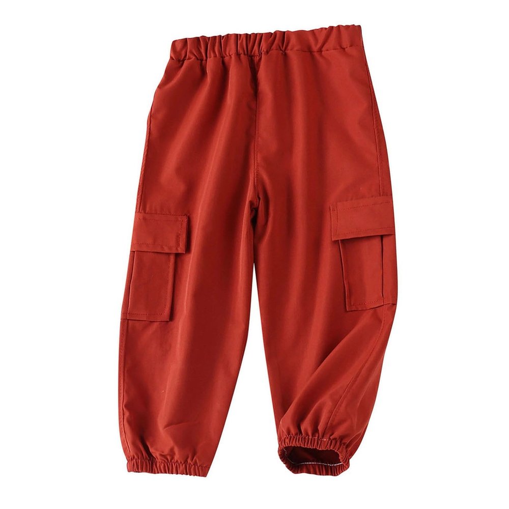 Cargo Pants for Girls Boys Red Sweatpants Baggy Jogger Pants with Pockets Toddler Lightweight Toddler (Red, 6-7 Years)