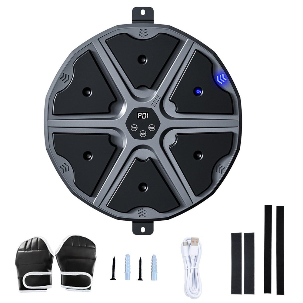 Music Boxing Machine, Smart Music Boxing Machine, Music Boxing Target, Rhythm Reaction Trainer, Wall Mounted Punching Trainer with 9 Speeds, 6-Target Boxing Machine, Electronic Boxing Equipment Home