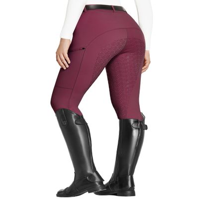 FitsT4 Sports Women's Full Seat Riding Tights with Zipper Pockets Horseback Riding Pants Equestrian Breeches for Women Burgundy S