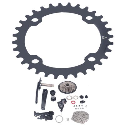 10 Speed Bike Groupset 42T Flywheel Bike Shift Kit Crank Shifter Rear Derailleur Chain Set (32T Chainring)