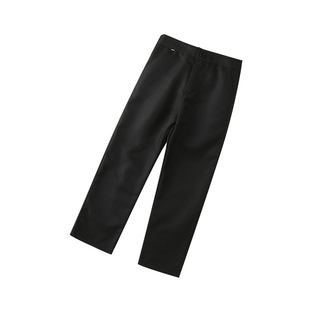 Boy's Dress Pants Flat-Front Twill Black Stretch Chino Pants Toddler School Uniforms Pants Fall Girl (Black, 8-9 Years)
