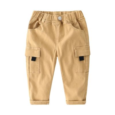 Baby and Toddler Pull On Cargo Jogger Pants Boys Sweatpants Elastic Waist Casual Jogging Toddler Boy (Khaki, 3-4 Years)