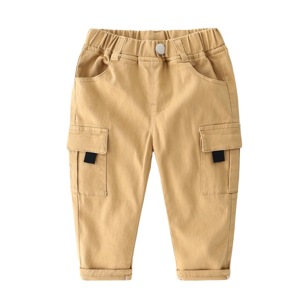 Baby and Toddler Pull On Cargo Jogger Pants Boys Sweatpants Elastic Waist Casual Jogging Toddler Boy (Khaki, 3-4 Years)