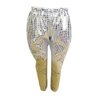 Boys and Girls Performance Sequin Pants Elastic High Waisted Bling Glitter Dance Pants Toddler (Silver, 10-11 Years)