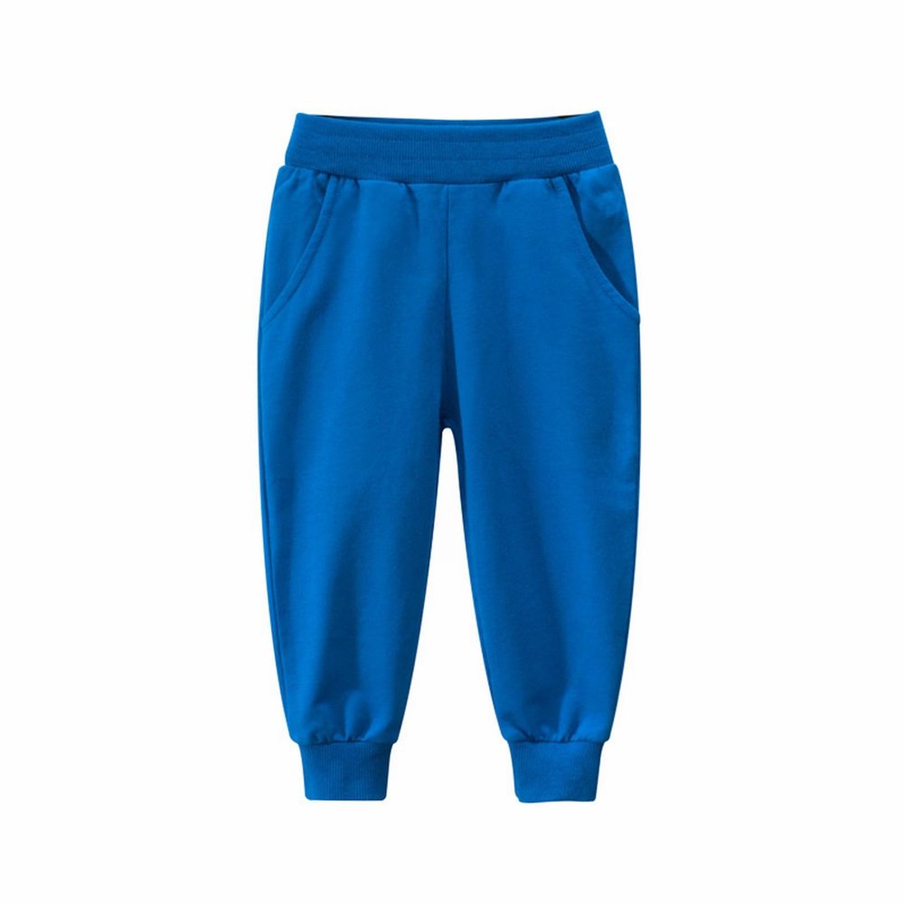 Toddlers Boys Sweatpants Baby Cotton Pull On Jogger Pants for Kids Elastic Waist Stretch Pants Girl (Blue, 4-5 Years)