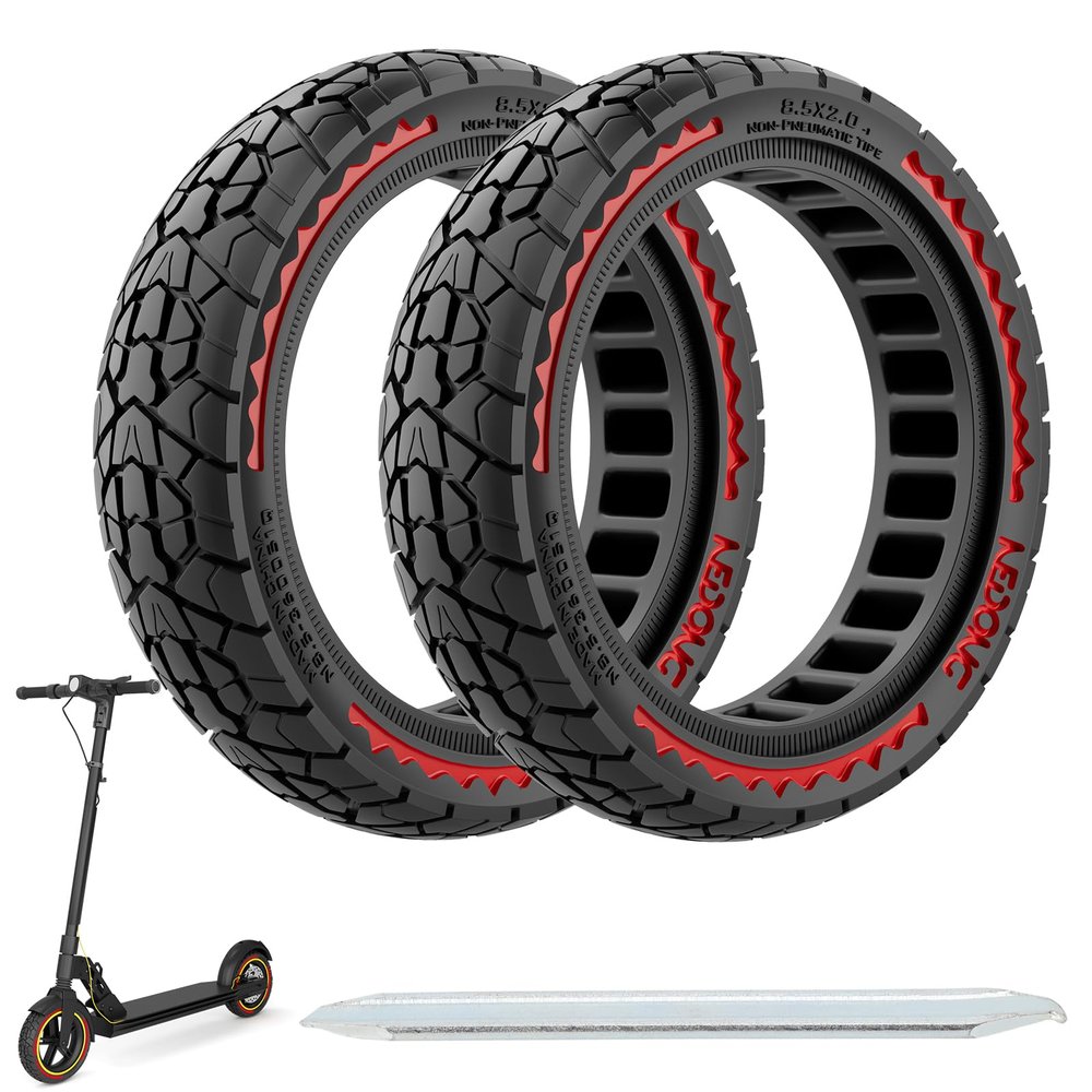 Cooryda 8.5x2''Solid Tire,8.5 Inch Off-road Tire for Electric Scooter Xiaomi m365/Mijia/gotrax gxl V2/gotrax XR All 8.5 Inch Original Tires,8 1/2x2 Scooter Replacement Tire for Front/Rear(Red 2pcs)