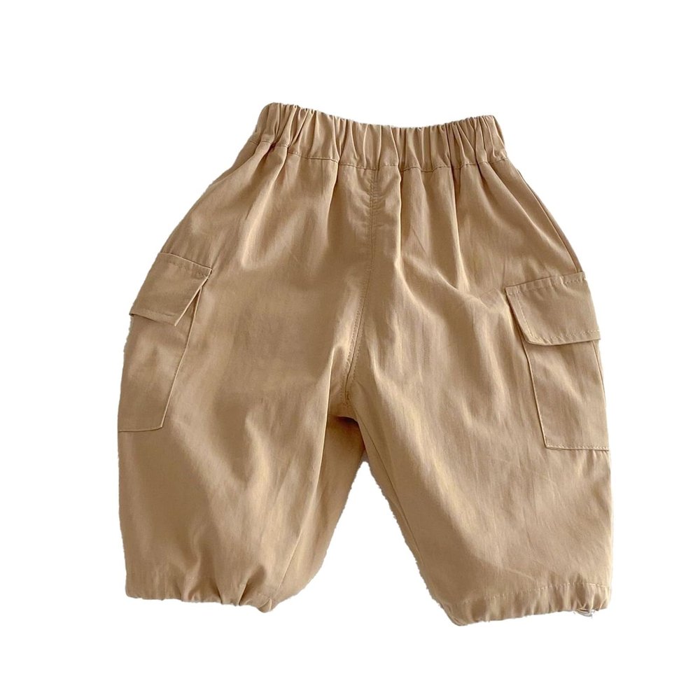 Little Boys Pull On Pants Toddler Baby Khaki Cargo Pants Loose Long Pant with Pockets Casual Fall (Khaki, 3-6 Months)