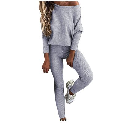 2 Piece Sets for Women Lounge Sets Sweatshirt Legging Jogger Set Tracksuits Sweatsuit Workout Outfits Fall Clothes (Grey, S)